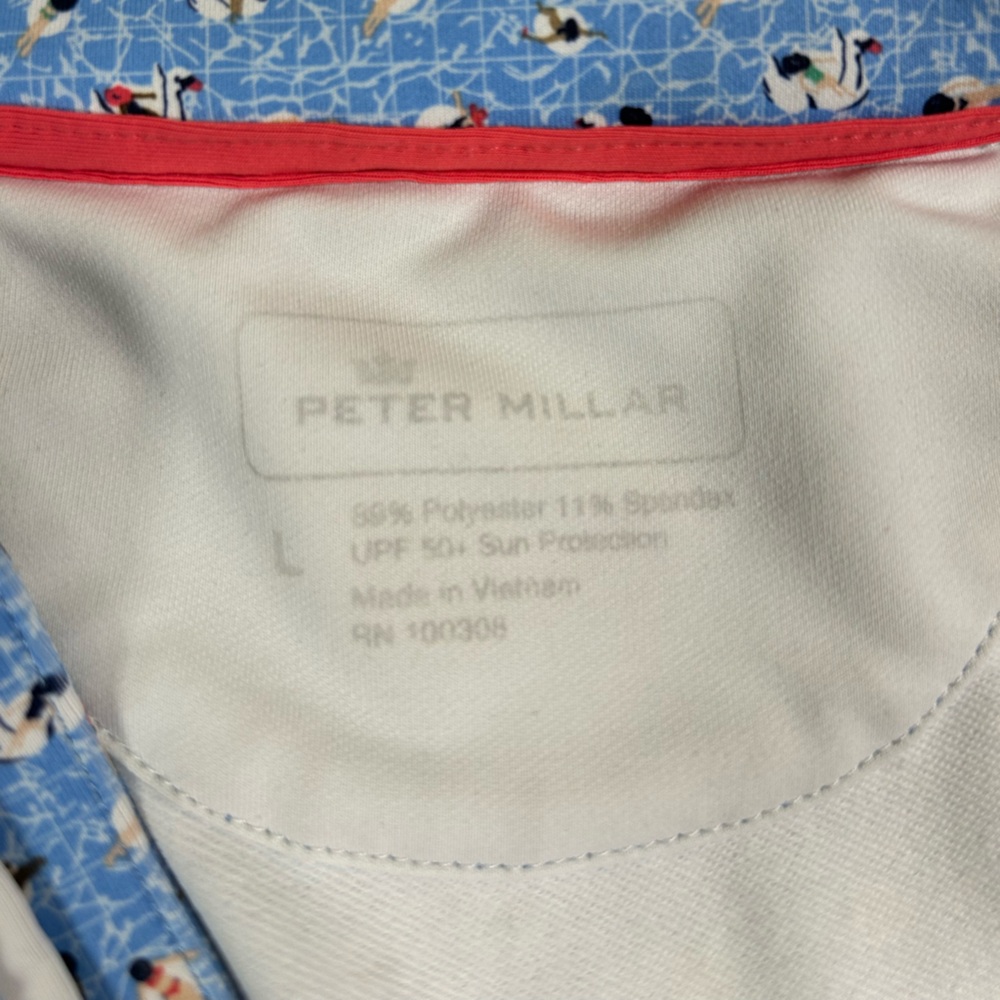 PETER MILLAR Perth UPF 50+ Performance Pullover Pool Party Quarter Zip Golf L - Picture 3 of 12